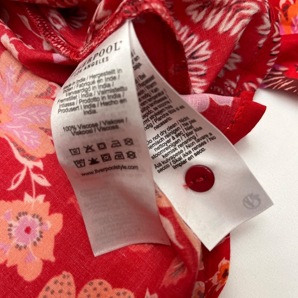 NWT Liverpool Los Angeles Red/Orange Print Top.  Sz. Lg. - Picture 14 of 16